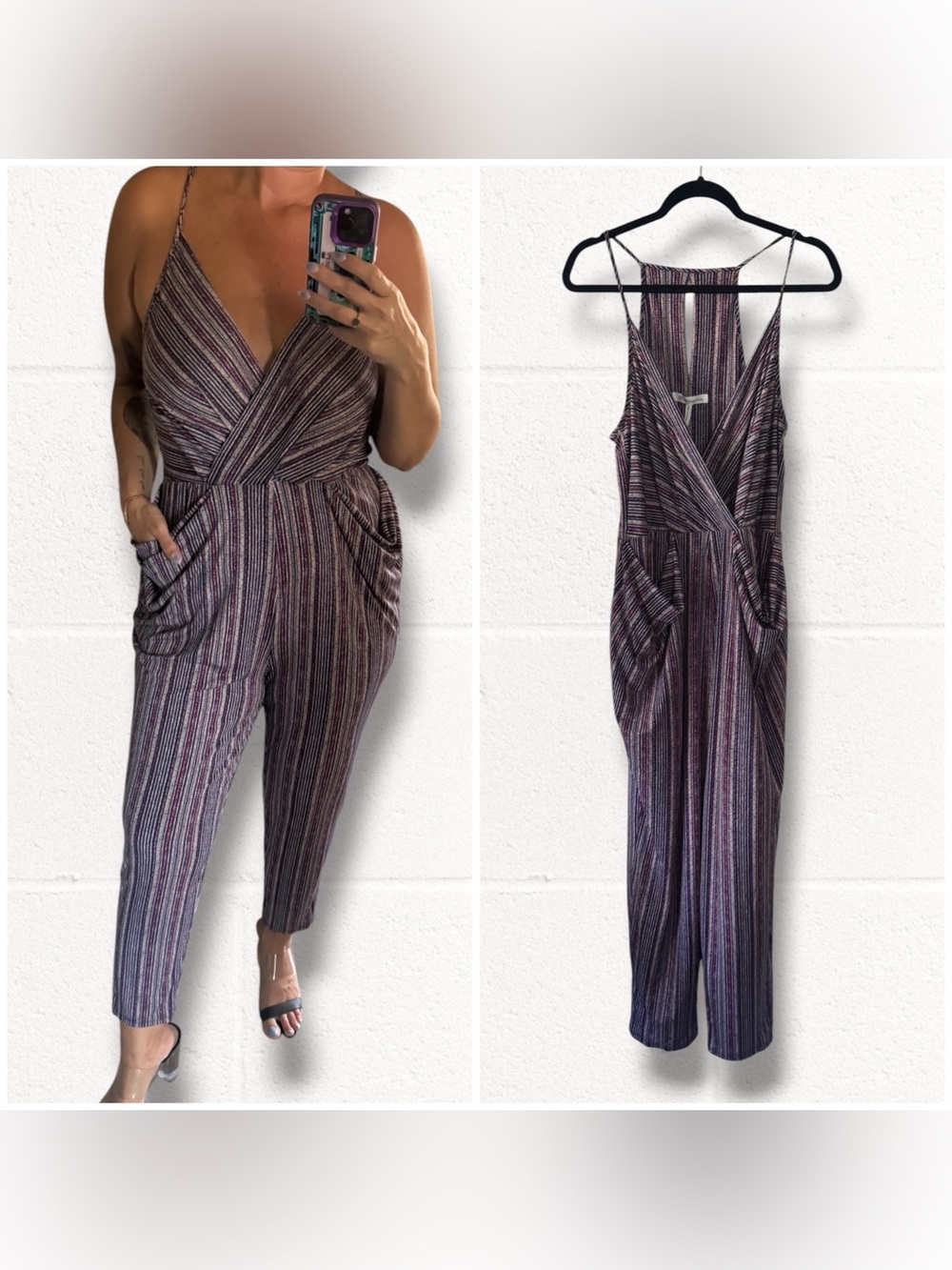 NEW BCBGeneration multicolor jumpsuit with pockets size large